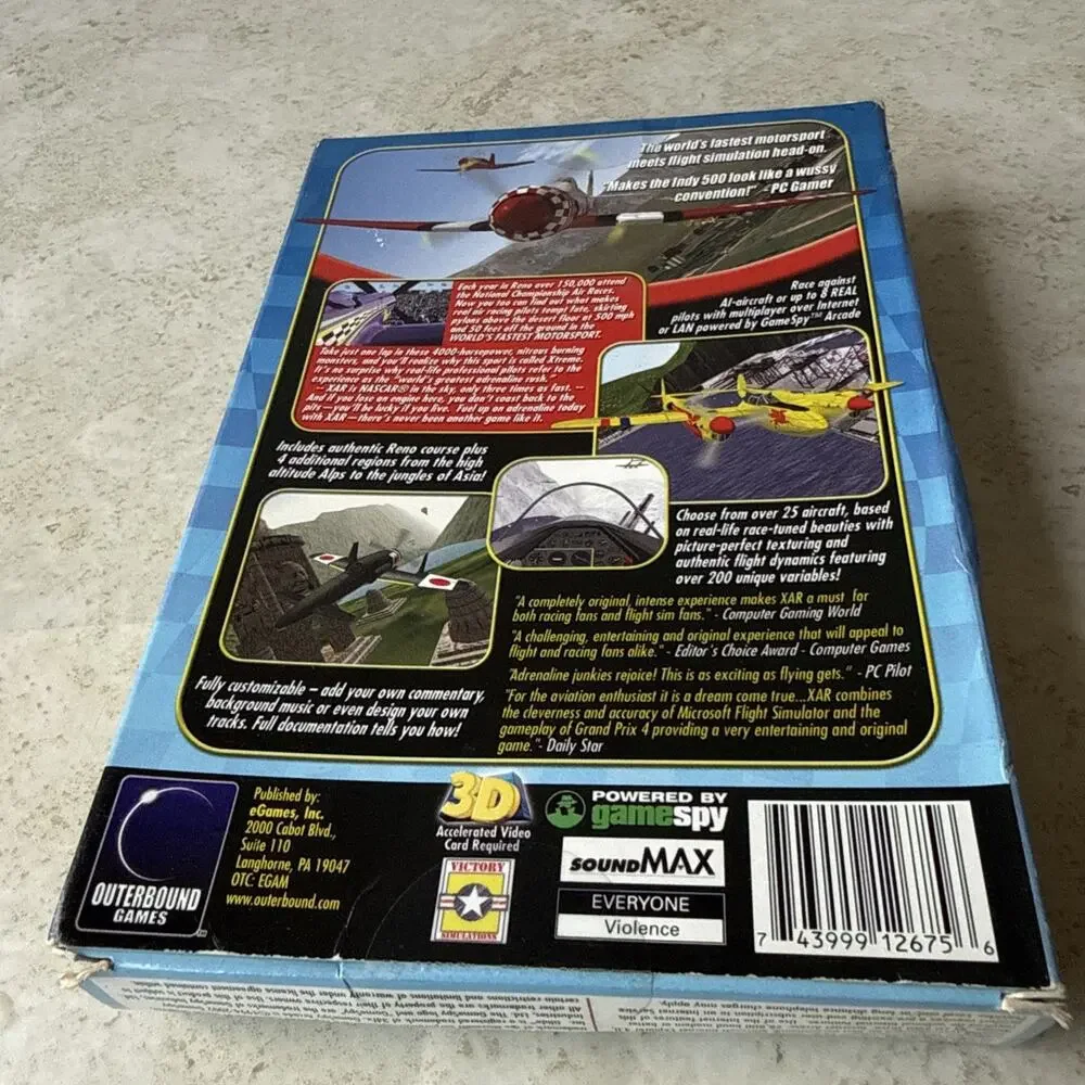 Vintage Xtreme Air Racing Flight Simulator PC Game Open Box 2000